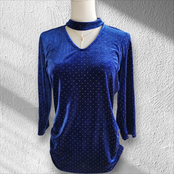 Vince Camuto Tops - Vince Camuto Royal Blue Velvet Blouse/sweater/shirt